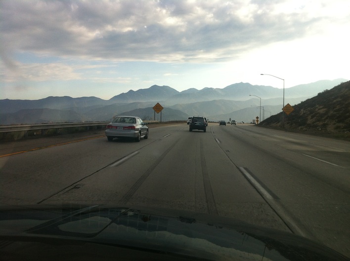 driving into L.A.
